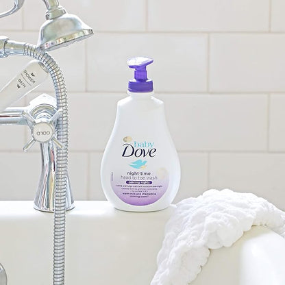 Baby Dove Calming Moisture Sensitive Skin Night Time Wash, 3 Pack Hypoallergenic and Tear-Free Bath Wash 400 ml (3x 13.52