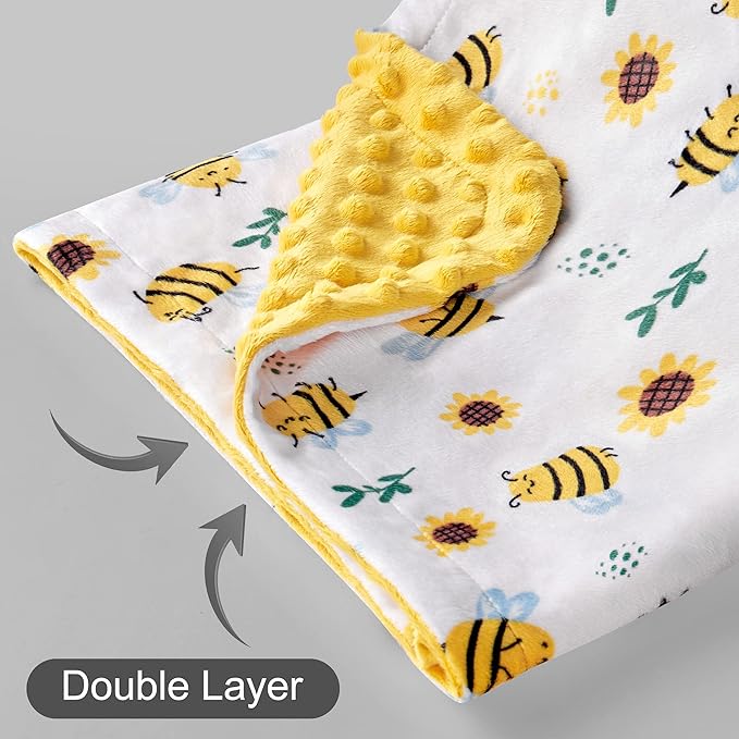 DaysU Silky Micro Soft Plush Baby Blankets Unisex with Print Animal Pattern and Soothing Raised Dots, Double Layer Bed Throws for Baby Crib 30x40 Inches