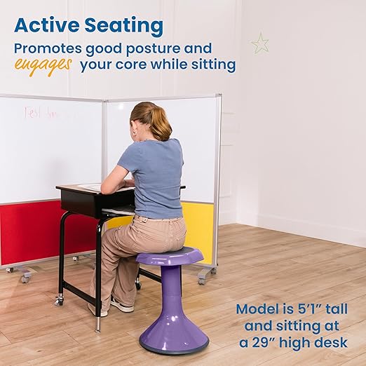 ECR4Kids ACE Active Core Engagement Wobble Stool, 18-Inch Seat Height, Flexible Seating, Eggplant