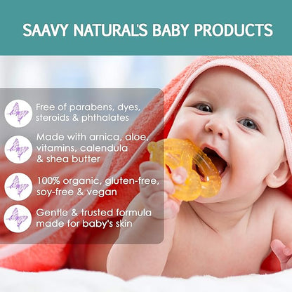 Saavy Naturals Organic Chamomile Baby Shampoo and Body Wash Set, Calendula and Vitamine E 8oz Per