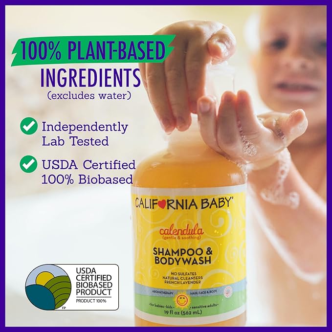 California Baby Calendula Shampoo and Body Wash | 100% Plant-Based 19 oz. (2-pack)