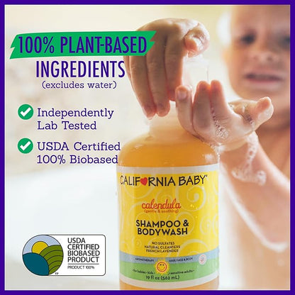 California Baby Calendula Shampoo and Body Wash | 100% Plant-Based 19 oz. (2-pack)