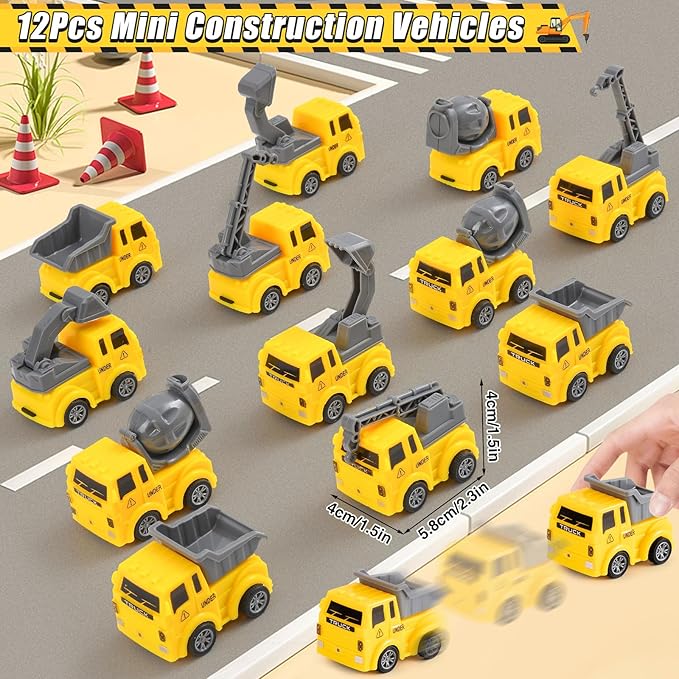 Winrayk Construction Party Favors Construction Birthday Party Supplies, Construction Truck Toy Gift Bag Bracelet Keychain Tattoo Sticker, Kids Construction Games Prize Pinata Filler Goody Bag Stuffers