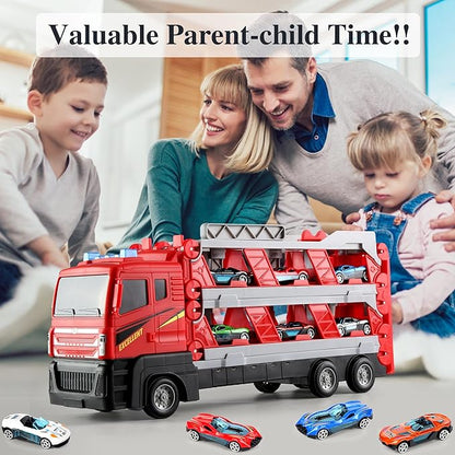 Toy Trucks with 64-Inch Ejection Race Track, Catapulting Racing Track with 6 Cars 4 5 6 7 8 9
