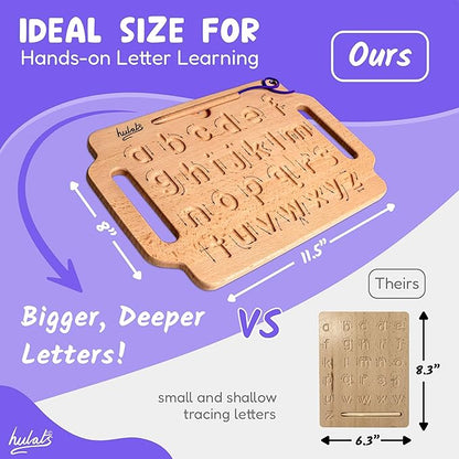 Learn to Write - Portable Wooden Alphabet Letter Tracing Sensory Pad - Handwriting Practice for Kids 3-5 - Montessori Toys for 3+ Year Old - Alphabet Tracing Board - Travel Toy for Toddlers 3-5