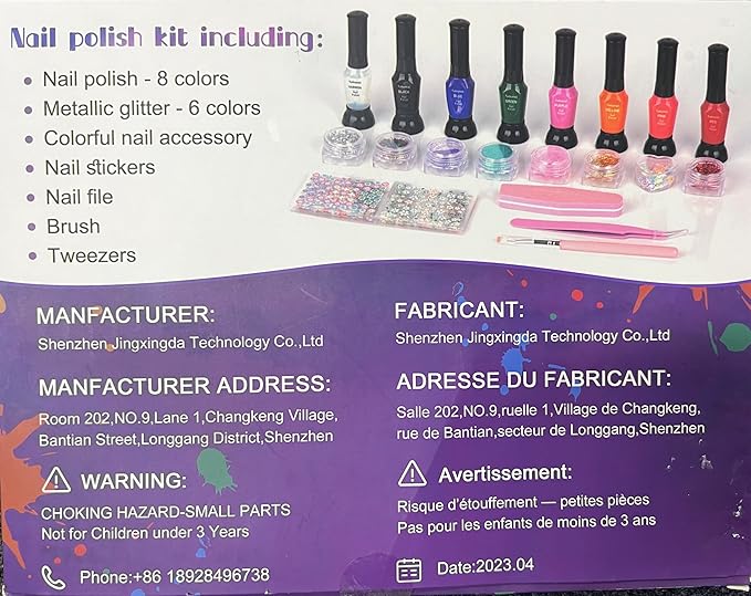 Tudaymol Nail Art Studio for Girls - Nail Polish Kit for Kids Ages 6-12 Years Old,Non-Toxic Peel-Off Safe Quick Dry Nail Polish Gift Kit Set,Cool Girls Toys Stuff - Polish, Pens, Glitter, Stickers