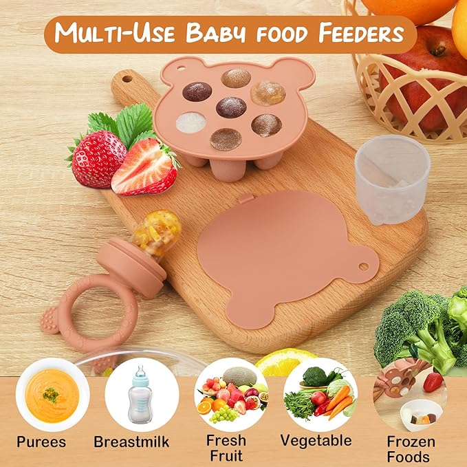 Baby Breastmilk Popsicle Molds & Baby Fruit Feeder (3 Pack), WAJIAYON Baby Food Freezer Tray Storage Containers