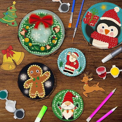 Bamamon Painting Crafts Kit for Kids, Glow in The Dark Arts & Crafts Set for Girls Boys Ages 4-12,Wood Slice Craft Creative Activities, Valentines Gifts Party Favors Toy for Kids (24Pcs)