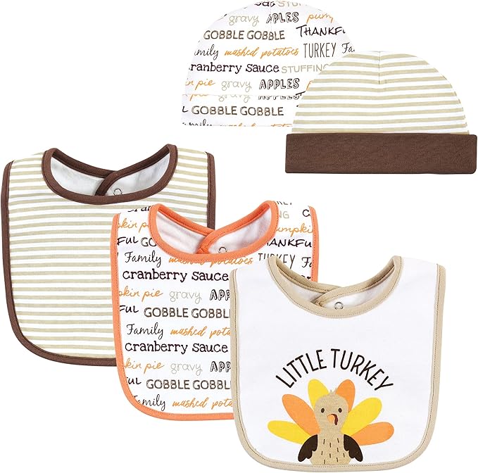 Hudson Baby Unisex BabyCotton Bib and Headband or Caps Set