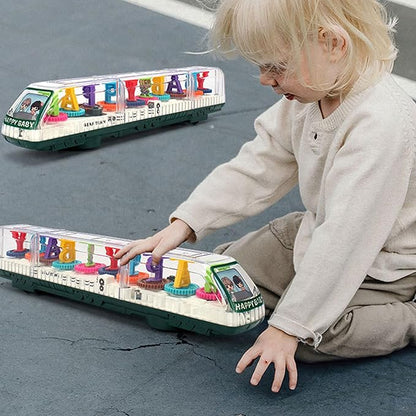 DISSONA Transparent Gear Toys for Kids with Electronic Light & 3-8 Boys (train1)