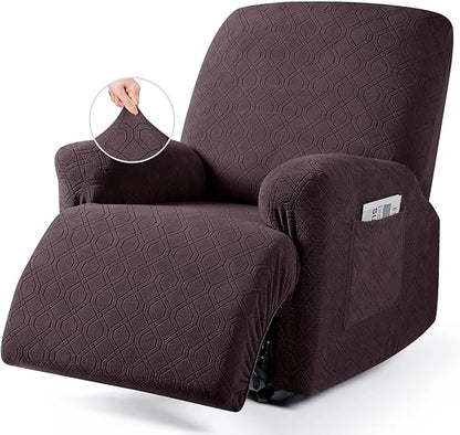 VANSOFY Recliner Chair Covers, 3-Pieces Stretch Lazy Boy Recliner Covers for Recliner Chair Soft Reclining Chair Slipcover Furniture Protector for Dogs Cats(Chocolate)
