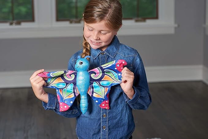 Wild Republic Huggers Butterfly Blue Plush Toy, Slap Bracelet, Stuffed Animal, Kids Toys, 8"