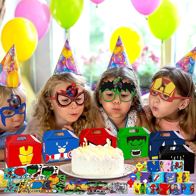 Superhero Party Favors, 110 PCS Superhero Birthday Party Supplies, Kids Birthday Party Favors, Carnival Prizes, Prize Box Gift, Pinata Goodie Bag Fillers