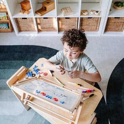 Table Top Easel for Kids - Tabletop Magnetic White Board - Toddler Art Chalkboard