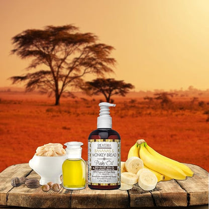 Shea Terra Organics Mama and Baby Collection | Bananas & Monkey Bread Baby Oil 8oz