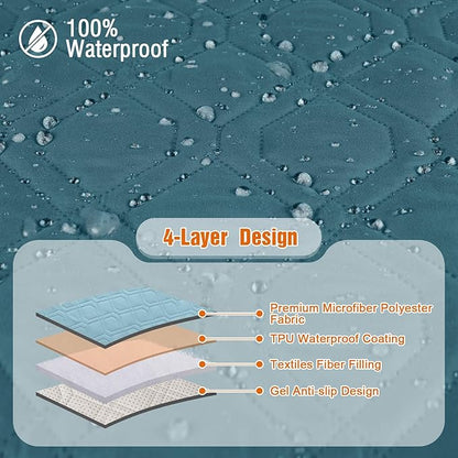 VANSOFY 100% Waterproof Recliner Chair Covers, Recliner Cover Non-Slip Dog Chair Cover Furniture Protector Washable Slipcover with Pocket, Elastic Straps for Pets, Dogs(Peacock Blue, 30")