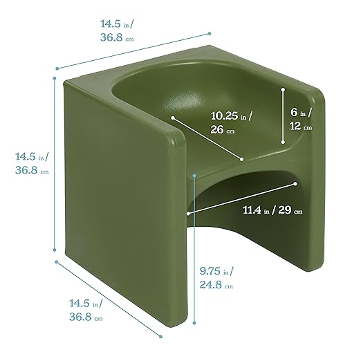 ECR4Kids Tri-Me 3-In-1 Cube Chair, Kids Furniture, Hunter Green