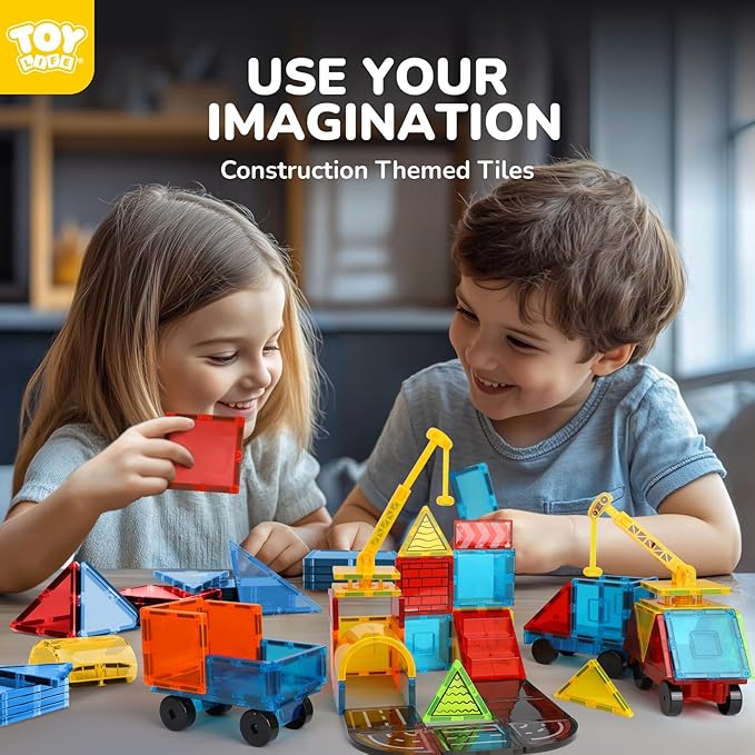 TOY Life Magnetic Tiles for Kids Ages 3-5, Building Toys for Kid Age 4-8, Magnet Construction Tile for Toddler 1-3, Kid Preschool Toys 45 Pcs