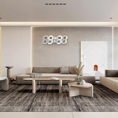 EDUP HOME 15" 3D LED Digital Wall Clock, Large Decor Wall Clock, 12/24H, Time/Date/Temperature Display, Adjust Brightness, Easy Read Time,for Office/Living Room/Meeting Room/Kitchen