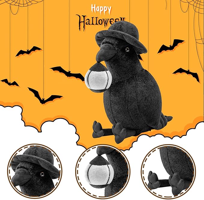 ZHONGXIN MADE Crow Plush Toy - Luminous Crow Stuffed Animals 10in, Cute Crow Bird Raven Animal Dolls, Gift Toys for Kids Birthday Gifts Glow in The Dark