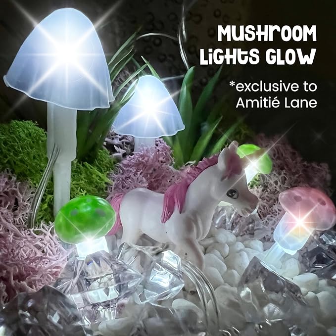 Amitié Lane Light-Up Unicorn Terrarium Kit for Kids - Birthday Gifts for Girls - Creative Unicorn Toys & Craft Kits Presents - Arts & Crafts Fun for Little Girls Age 4 5 6 7, 8-12 Year Old Girl Gift