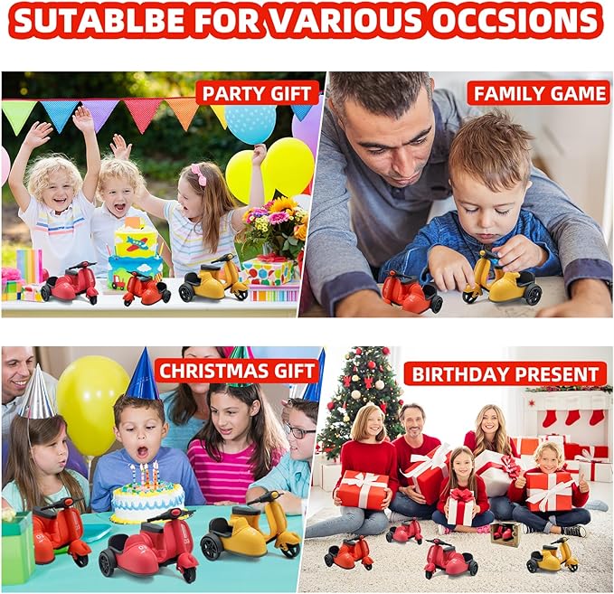 Kids Ride-On Motorcycle with Side Car - Eco-Friendly Straw Material, Push and Pull Toy for 1-3 Year Olds 3-5