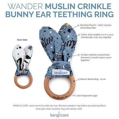 Kanga Care Baby Soft Muslin Sensory Crinkle Bunny Ear Wood