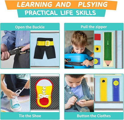 Quiet Book for Toddlers, Busy Book Montessori Toys with Preschool Learning Educational Activities for Boys & Girls，Toddler Book Activity for Car Travel Must Have Trip Essential