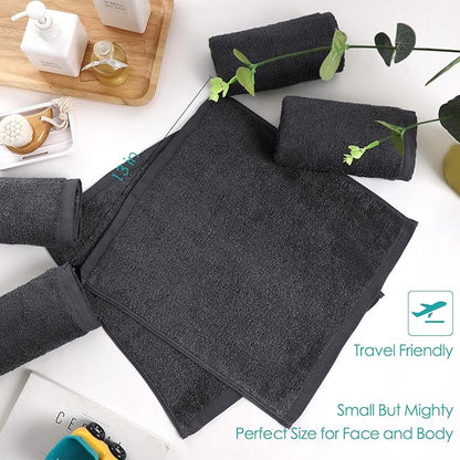 JEFFSUN Wash Cloths 6 Pack, 13x13 inch Extra Large Grey Face Towels for Sensitive Skin