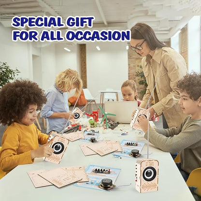 WIZGSZ Science Kits for Kids Age 8-12 13-14, Stem Kits for Kids Age 8-10, Stem Toys for Boys and Girls Build Your Own FM Radio Toys, Wood Electronic Set Snap Circuits for Teens Top Projects Gifts
