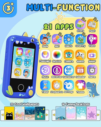 UCIDCI Kids Smart Phone Toys for Girls Toddler Phone Toys with Learning Games, Christmas, Birthday Gifts for 3 4 5 6 7 Year Old Boys Blue