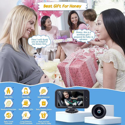 Baby Car Camera for Backseat 1080P - Plug and Play, HD Crystal Night Vision, Easy to Install, 360° Rotation, Wide View Angle, Protect Baby's Eye - Rear Facing Carseat Camera for Newborn, Infant, Kids