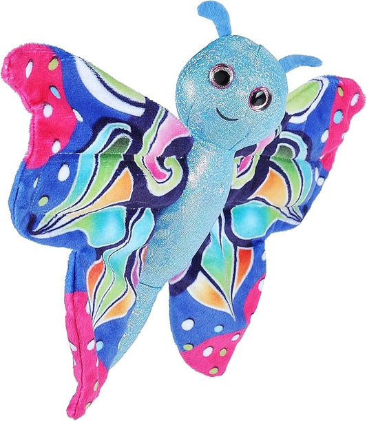 Wild Republic Huggers Butterfly Blue Plush Toy, Slap Bracelet, Stuffed Animal, Kids Toys, 8"