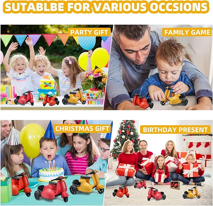 Kids Ride-On Motorcycle with Side Car - Eco-Friendly Straw Material, Push and Pull Toy for 1-3 Year Olds 3-5