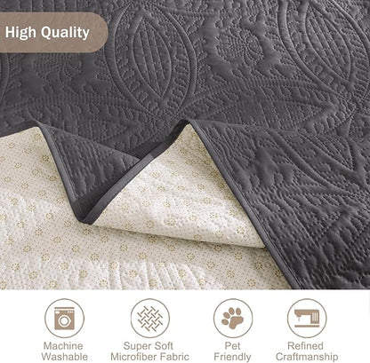Quilted Recliner Chair Covers,Water-Repellent Recliner Slipcovers, Lazy Boy Recliner Cover Snug Fit, Pet Friendly Recliner Cover for Dogs Cats, Washable Couch Protector (Recliner 22", Gray)