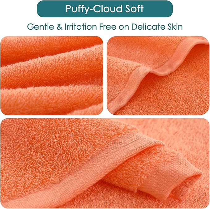 Extra Large 13x13 inch Face Towels, 12 Pack Silky Soft Wash Cloths for Washing Face and Body