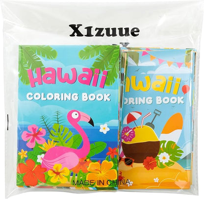Summer Hawaii Coloring Books for Kids- 24Pcs DIY Art Book with Beach Flamingo Bulk Creativity Color Booklet for Summer Carnival Party Goodie Bag Gift Stuffer School Classroom Activity Supplies