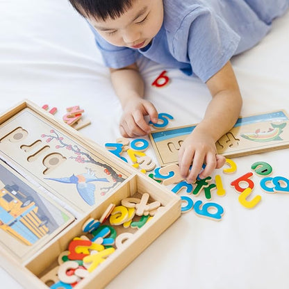 Melissa & Doug See & Spell Wooden Educational Language Learning Toy With Letters, Puzzle Boards Preschool Learning Activities, See & Spell Toys For Kids Ages 4+