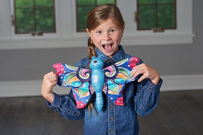 Wild Republic Huggers Butterfly Blue Plush Toy, Slap Bracelet, Stuffed Animal, Kids Toys, 8"
