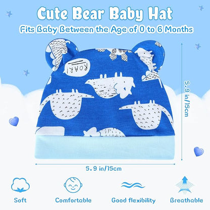 Geyoga 9 Pieces Newborn Baby Hat Bear Ears Infant Caps 2 Ears