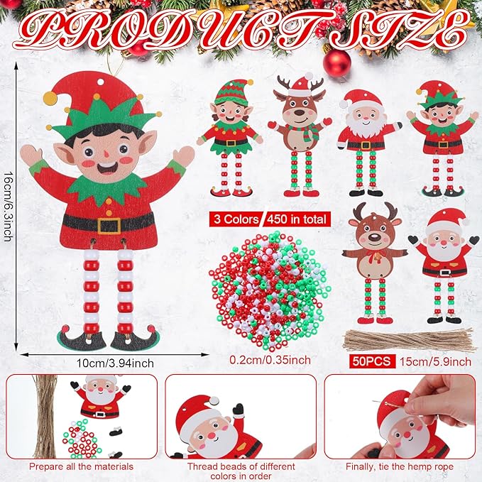 Valentine's Day Sign Craft Kits Kids Beads DIY Wood Ornament Holiday Party Favors Art Activities Decoration Making Red Green Beaded Supply Gifts Projects Assembly Game Themed Boys Girls