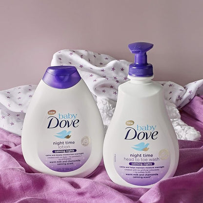 Baby Dove Calming Moisture Sensitive Skin Night Time Wash, 3 Pack Hypoallergenic and Tear-Free Bath Wash 400 ml (3x 13.52