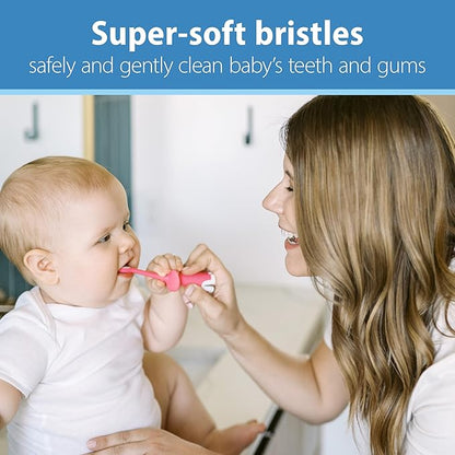 Dr. Brown's Infant-to-Toddler Training Toothbrush, Soft for Baby's First Teeth, Pink Elephant, 0-3 Years (Colors/Styles May Vary)