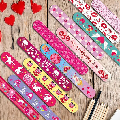 48PC Valentines Slap Bracelets for Kids, Party Favors & Goodie Bag Fillers, Valentine’s Day Gifts for Students & Classrooms