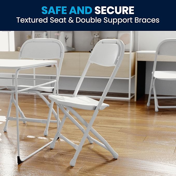 Flash Furniture 2 Pack Kids White Plastic Folding Chair