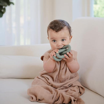 mushie Silicone Baby Links Teether Toy (Dried Thyme)