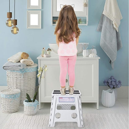 ACKO 10pack Folding Step Stool - 13" Height Premium Heavy Duty Step Stools for Adults and Kids, Upgrade Step Stool Kitchen Garden Bathroom Stepping Stool (White)