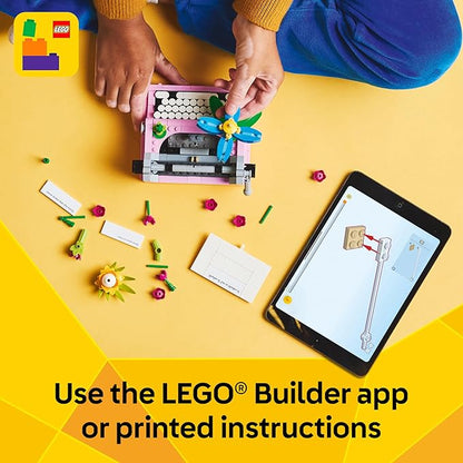 LEGO Creator 3 in 1 Typewriter with Flowers - Building Toy with 3 Building Options, Typewriter, Flowerpot with Pen & Notebook, or Keytar - Gift Idea for Birthdays - 31169