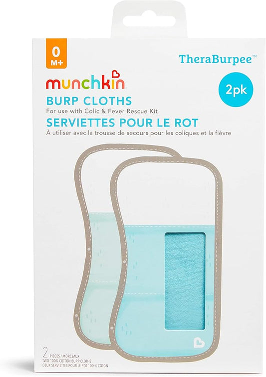 MunchkinÂŽ TheraBurpee: 2 Pack Burp Cloths with Built-in Pockets, for use with Colic & Fever Rescue Kit 1 Blue, 1 Mint,2 1)