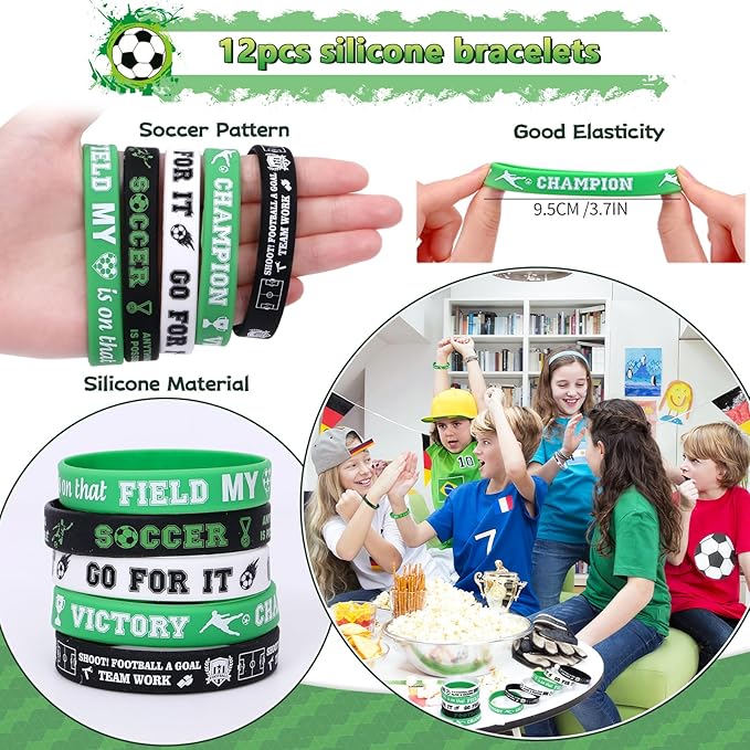 Winrayk Soccer Party Favors Birthday Supplies Soccer Goodie Bags Fidget Spinner Medal Bracelet Keychain Tattoo Sticker Kids Boys Girls Soccer Pinata Filler Sports Soccer Birthday Party Favors Supplies